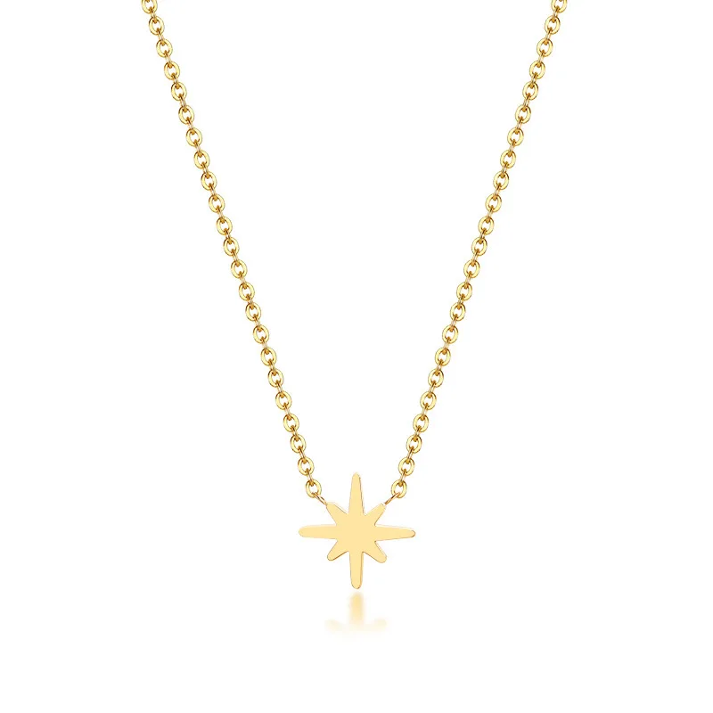 Laodun Stylish North Star Pendant Necklace Minimalist Gold Metal Stainless Steel Jewelry for Women Charm Chain Necklace Gift