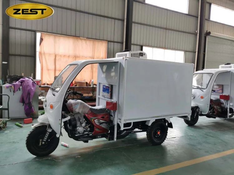 China best manufacture high quality chill car semi closed cargo tricycle with cabin for seafood delivery