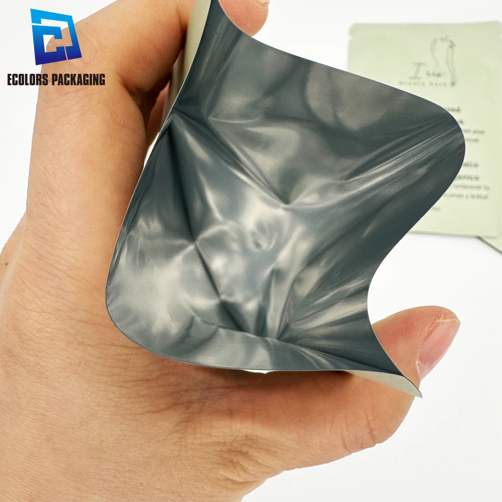 Low Moq Matte Finished Soft Touch 3 Side Seal Packaging Bag Hair Mask Sachet Cosmetic Sample Pouch With Logo