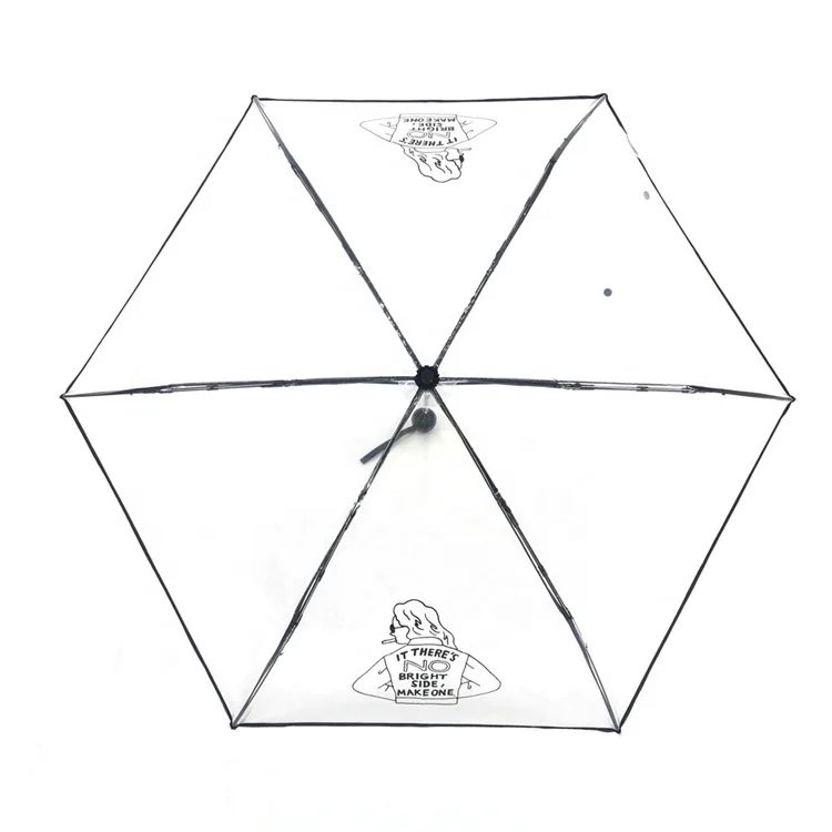 19inch  Custom Three Fold Transparent Poe wholesale Umbrella with custom logo prints