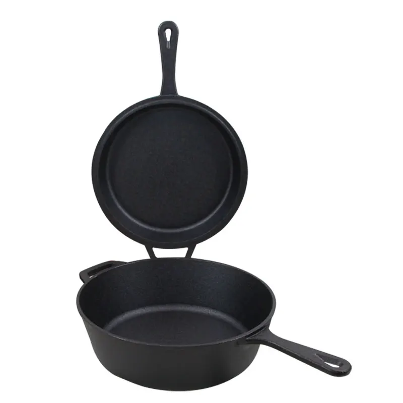 Заводская поставка чугунная голландская печь 3 2qt 10 5 дюймов с крышкой для духовки двойного назначения