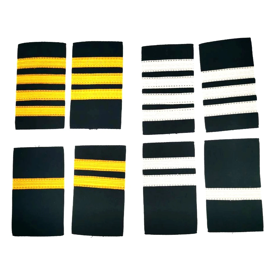 1 Pair Uniform Bars Airline Pilot Epaulets Captain Shoulder Boards Insignia Sliders Cosplay Epaulette Sliders