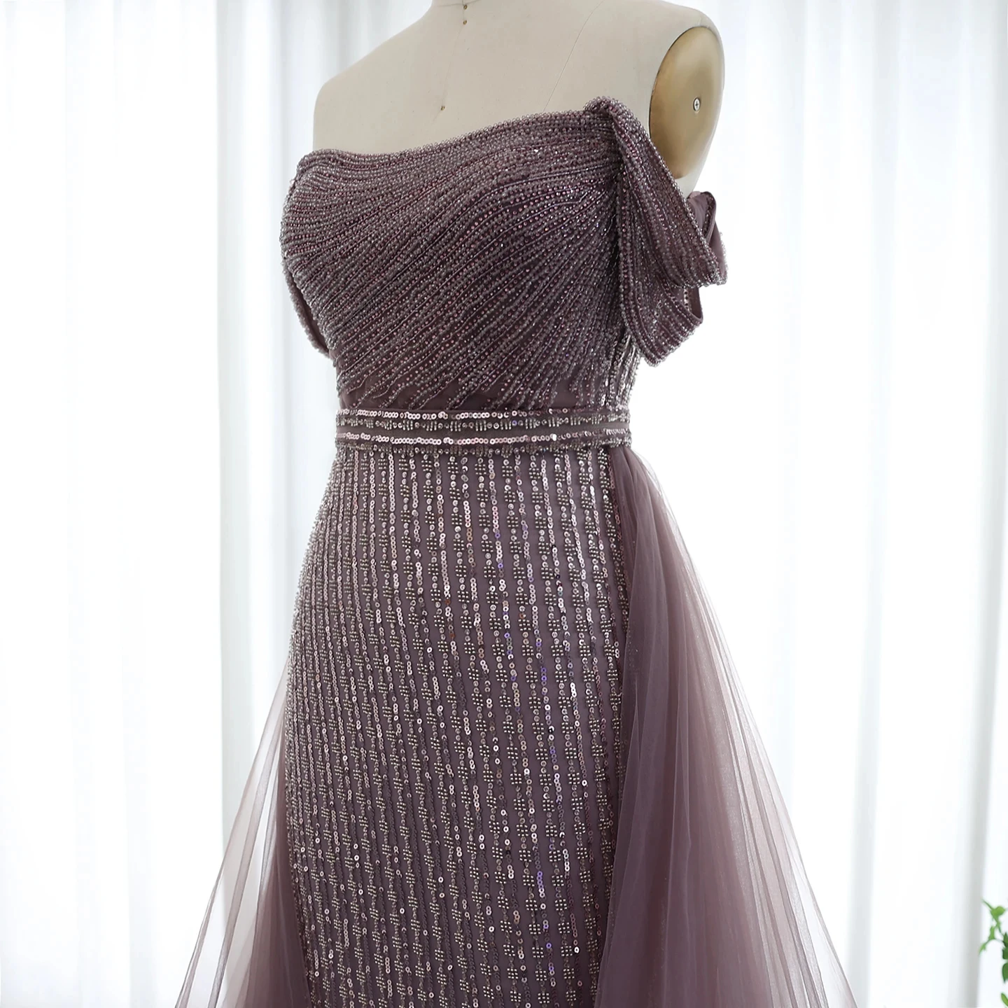 Jancember SZ137 New Arrivals Purple Mermaid Lace Illusal Sequined Fashion Elegant Evening Dresses For Women