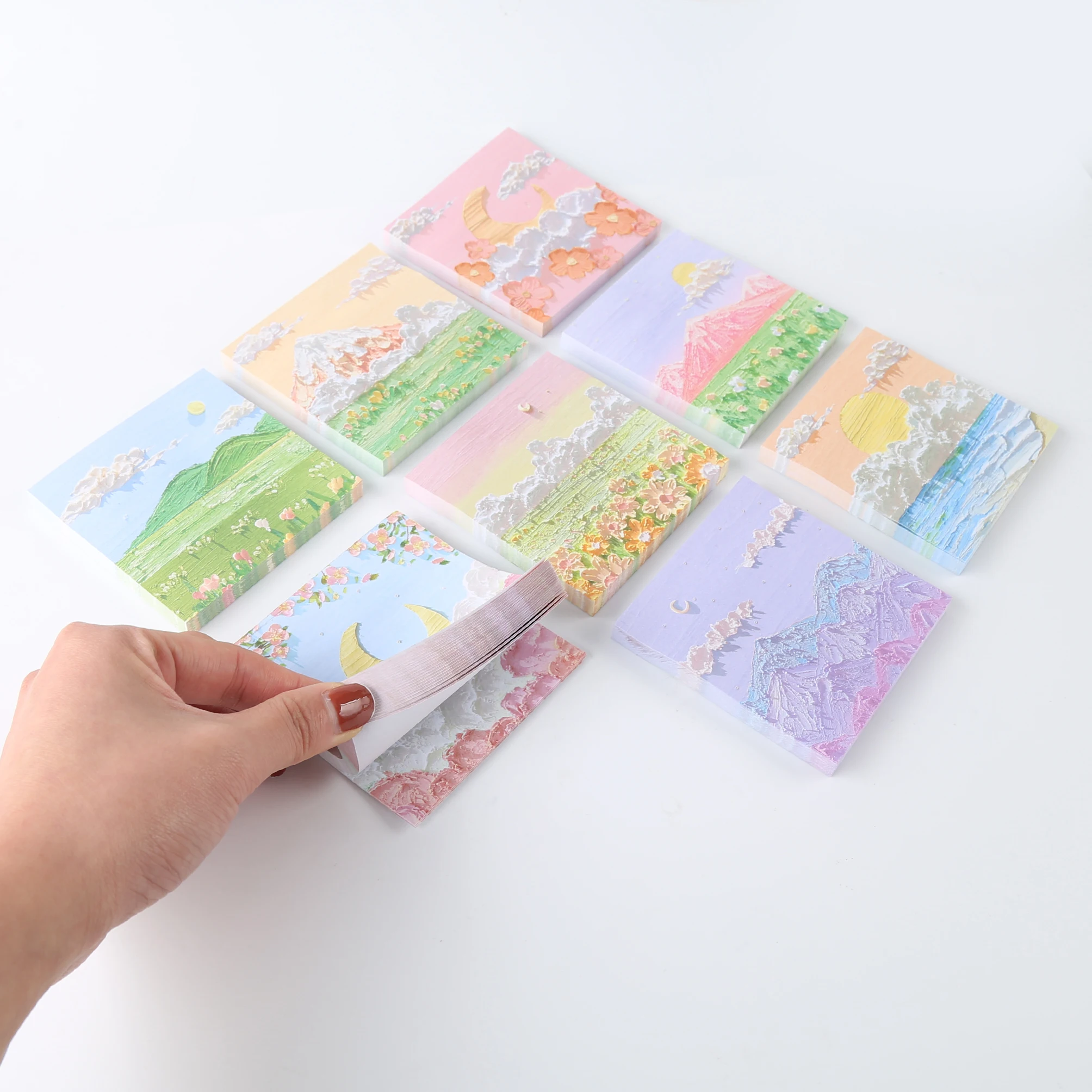 TTX New arrived lovely oil painting custom logo SquareShaped Neon Pink Memo Sticky Note custom memo pad sticky notes