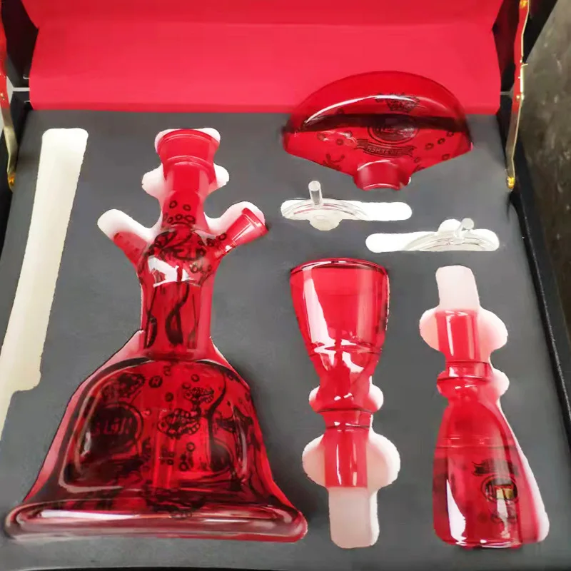 High-end gorgeous Al Fakher full set of coloured frosted glass Arabic shisha accessories