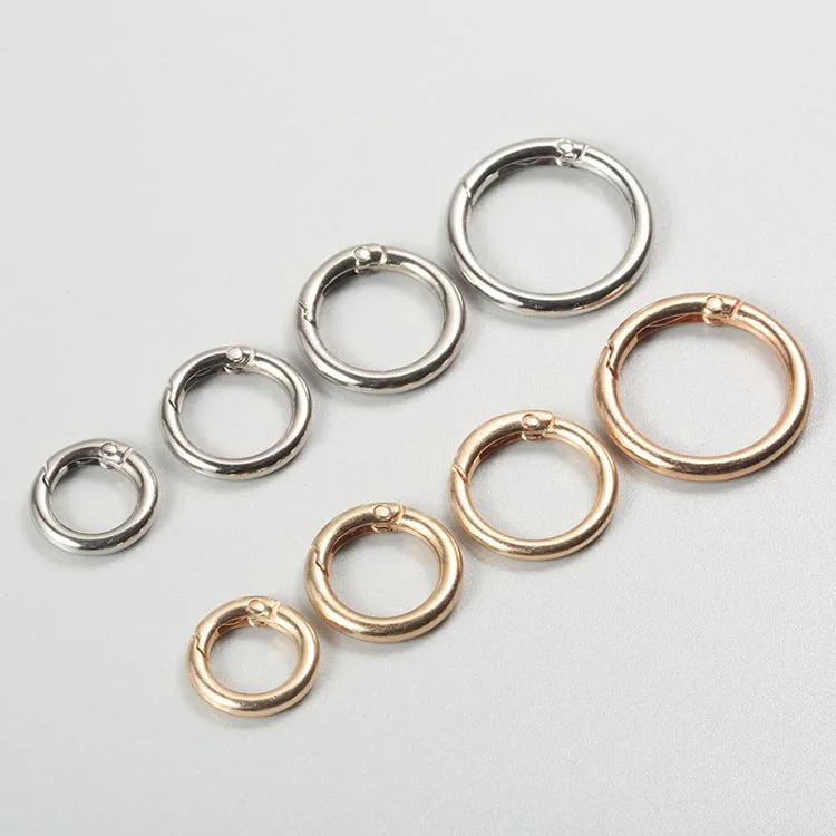 Wholesale Spring Snap Hooks Handbag bag Metal Accessories Circle Round Carabiner Belt Buckle Zinc Alloy Rings Custom Logo O ring