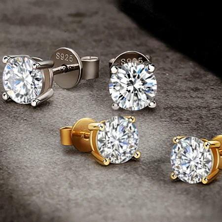 925 Sterling Silver Gold Plated Hoop In Different Size 5mm/6mm/7mm Women Moissanite Stud Earrings