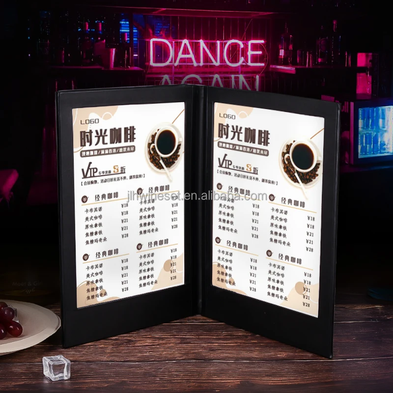 custom menu covers leather restaurant PU smooth leather menu holder board