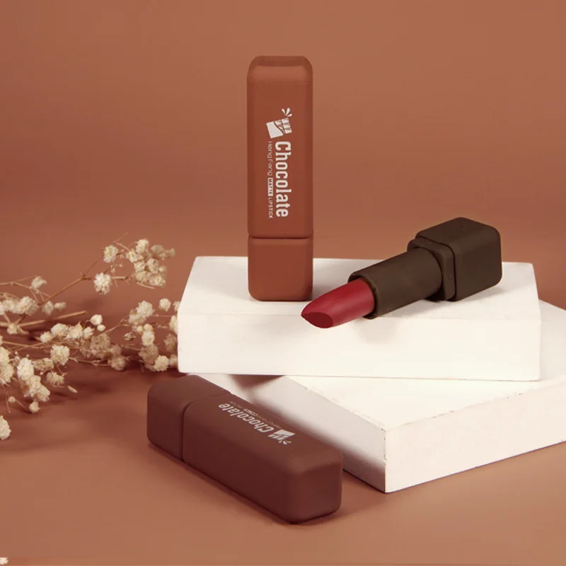 Натуральные ингредиенты богатый нежный шоколадный матовый 3 вида цветов Подарочная коробка губная помада матовая губная помада набор
