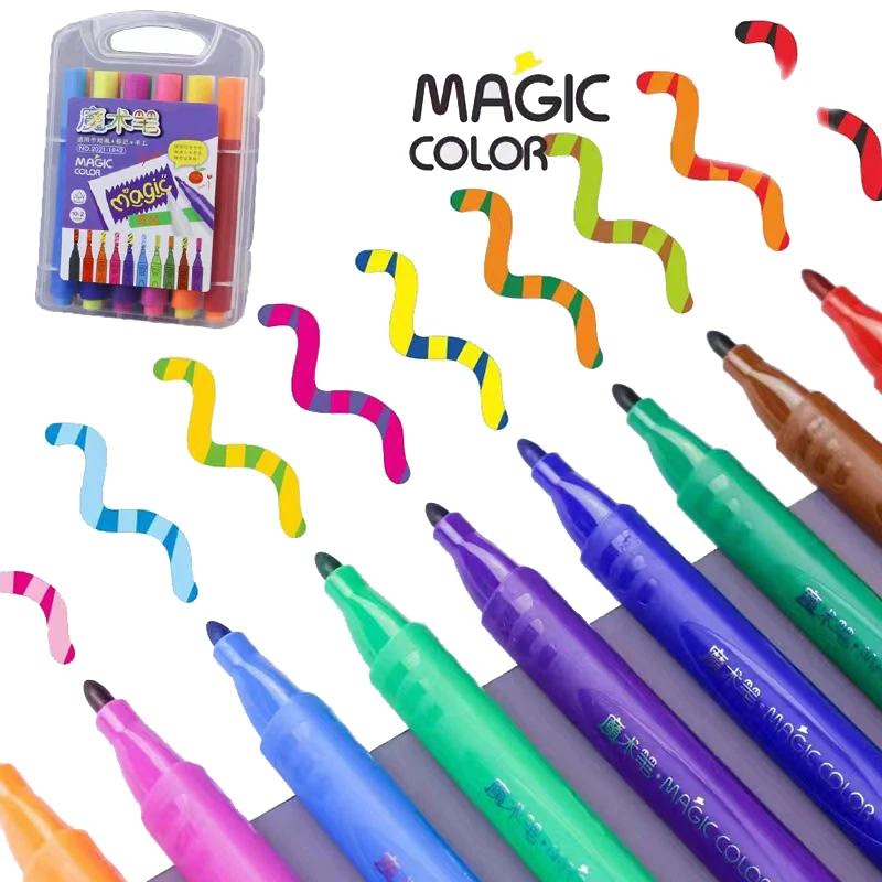 Hot Create 3D Lettering or Write Secret Messages Magic Felt Tip Pens Funny Magical Color Change Marker Pens
