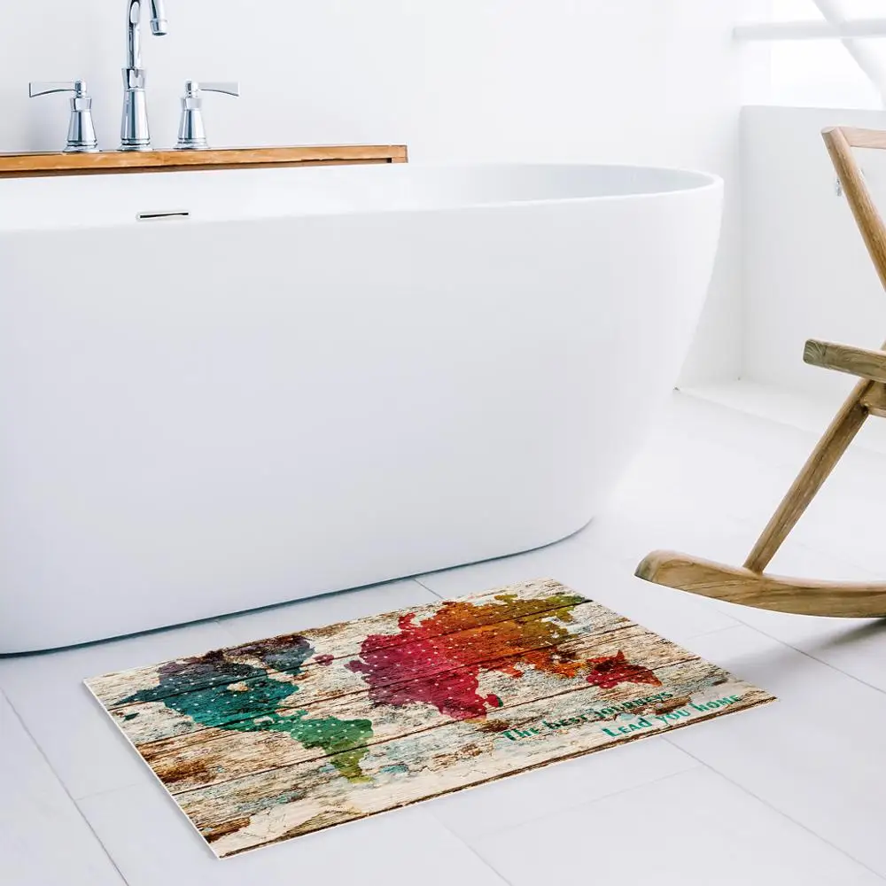 personalized kids free hooks shower curtain bathroom set world map