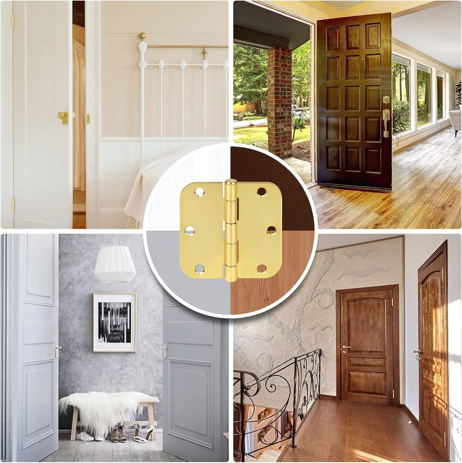 Factory 3.5 Inch Round Corner Brass Gold Door Hinge for Interior and Exterior Door