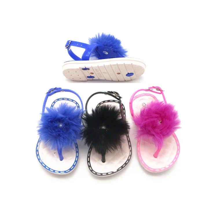 Soft baby shoes children slippers high quality with fur sandals for girls