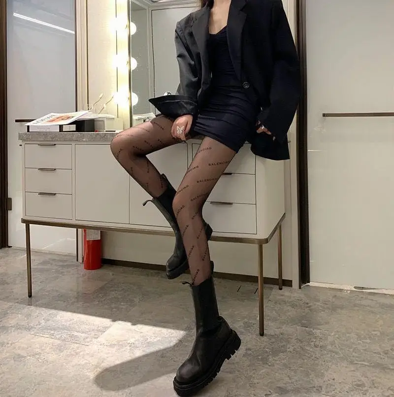 Guccu tights silk stocking thigh high fish net stocking black nylon gg fishnet stockings sexy pantyhose for women