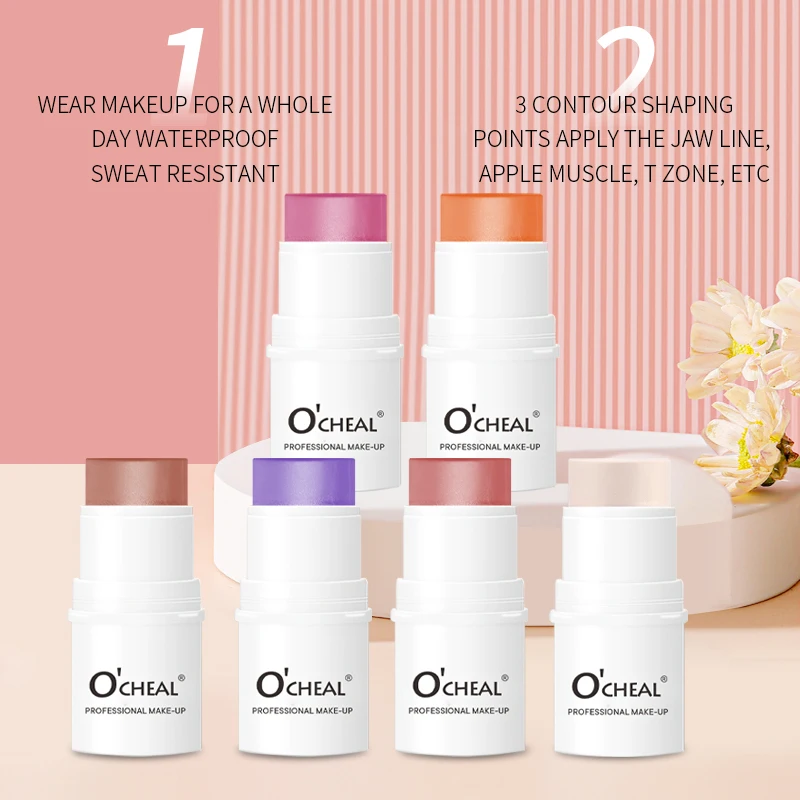 Private Label Long-lasting Solid Cream Blush Sticks Velvet Silky Blush Sticks for Eyes Lips and Cheeks