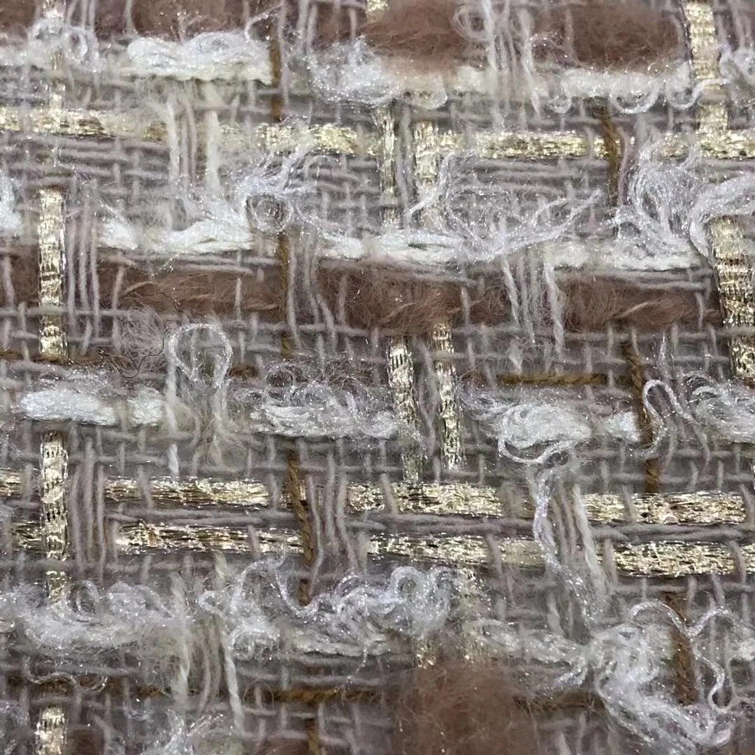 196GSM All Seasons Fabrics Beautiful Gold Wire Tweed Clothing and Home