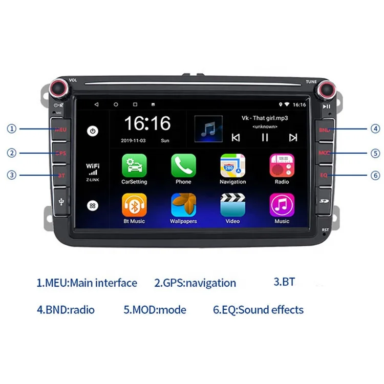 Мультимедийная система с сенсорным экраном и Gps-навигацией для Vw Sagitar Jetta