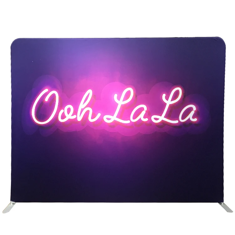 Factory price custom logo portable aluminum tension fabric display straight backdrop stand for wedding birthday party photograph
