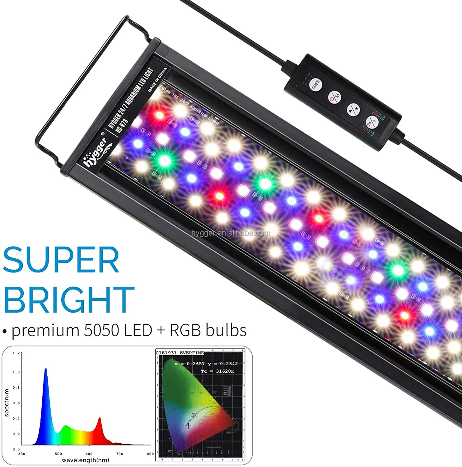 hygger 18W 24/7 Lighting Aquarium LED Light Sunrise-Daylight-Moonlight Mode and DIY Mode, Adjustable Timer Adjustable Brightness