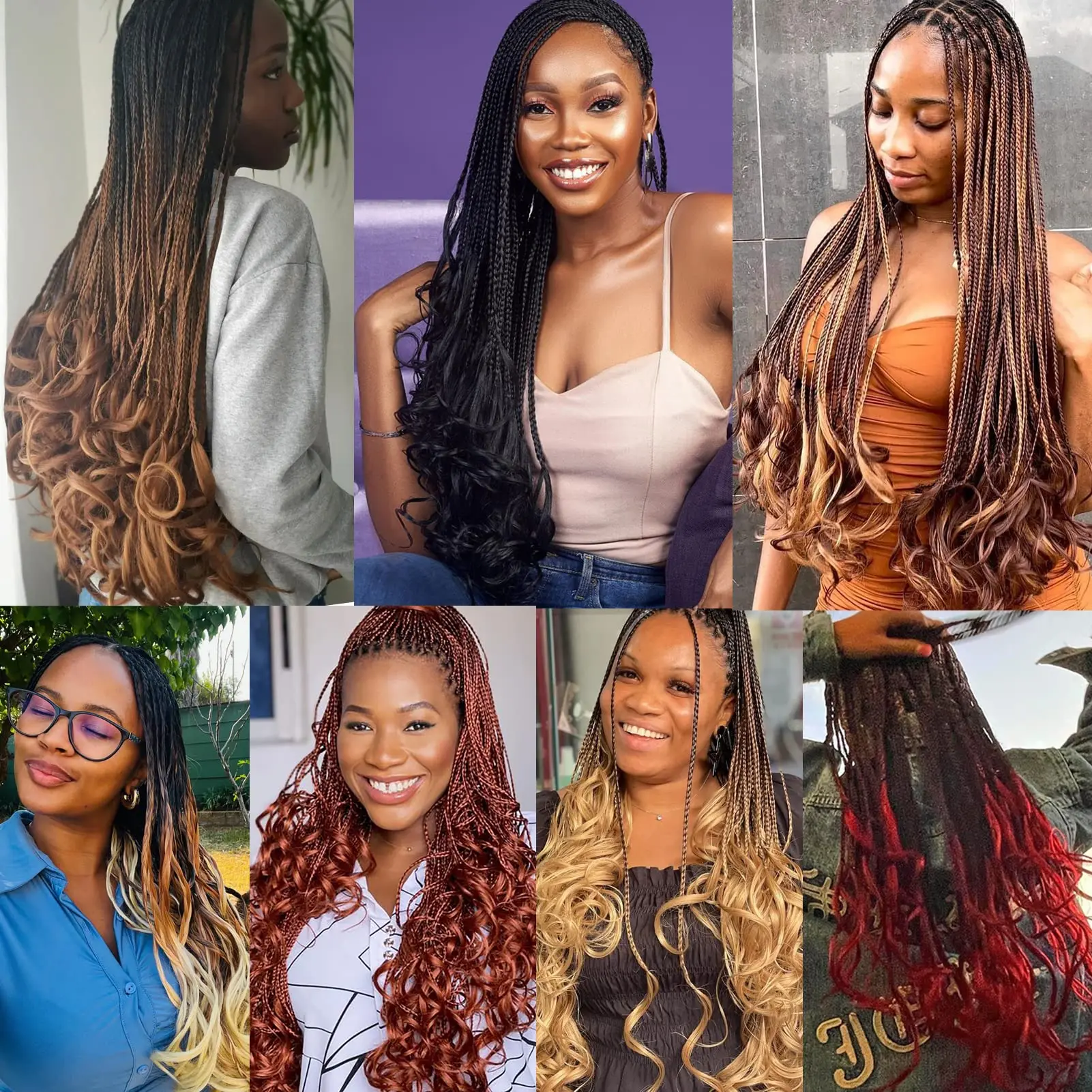 Goddess Box Braids Crochet Hair 22-Inch Jumbo French Curly Braids with Wavy Style Synthetic Material Pre-Looped Hairpieces