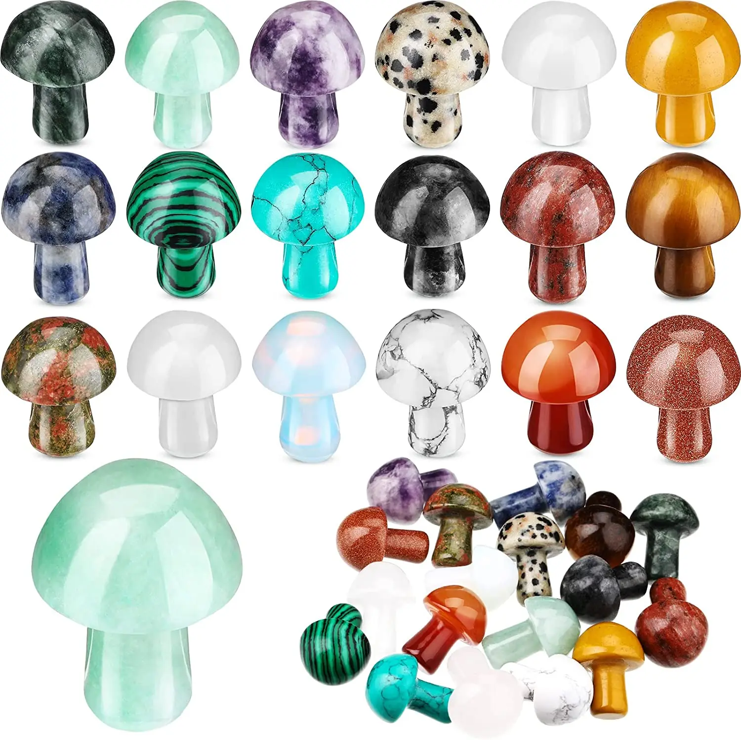 Mushroom Sculpture Decor Hand Making Mini Mushroom Shape Crystals Natural Gemstone Garden Decorations DIY