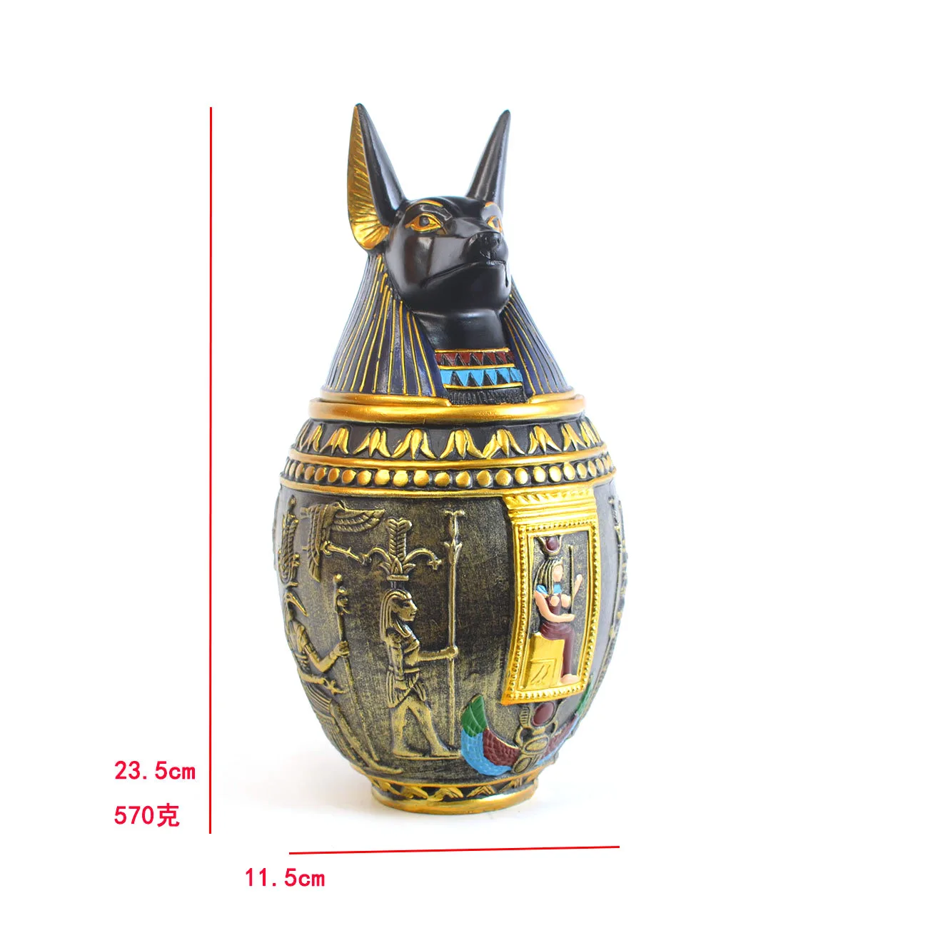 Egyptian Pharaoh Style Resin Anubis Statue Pet Cnerary Casket for Souvenir