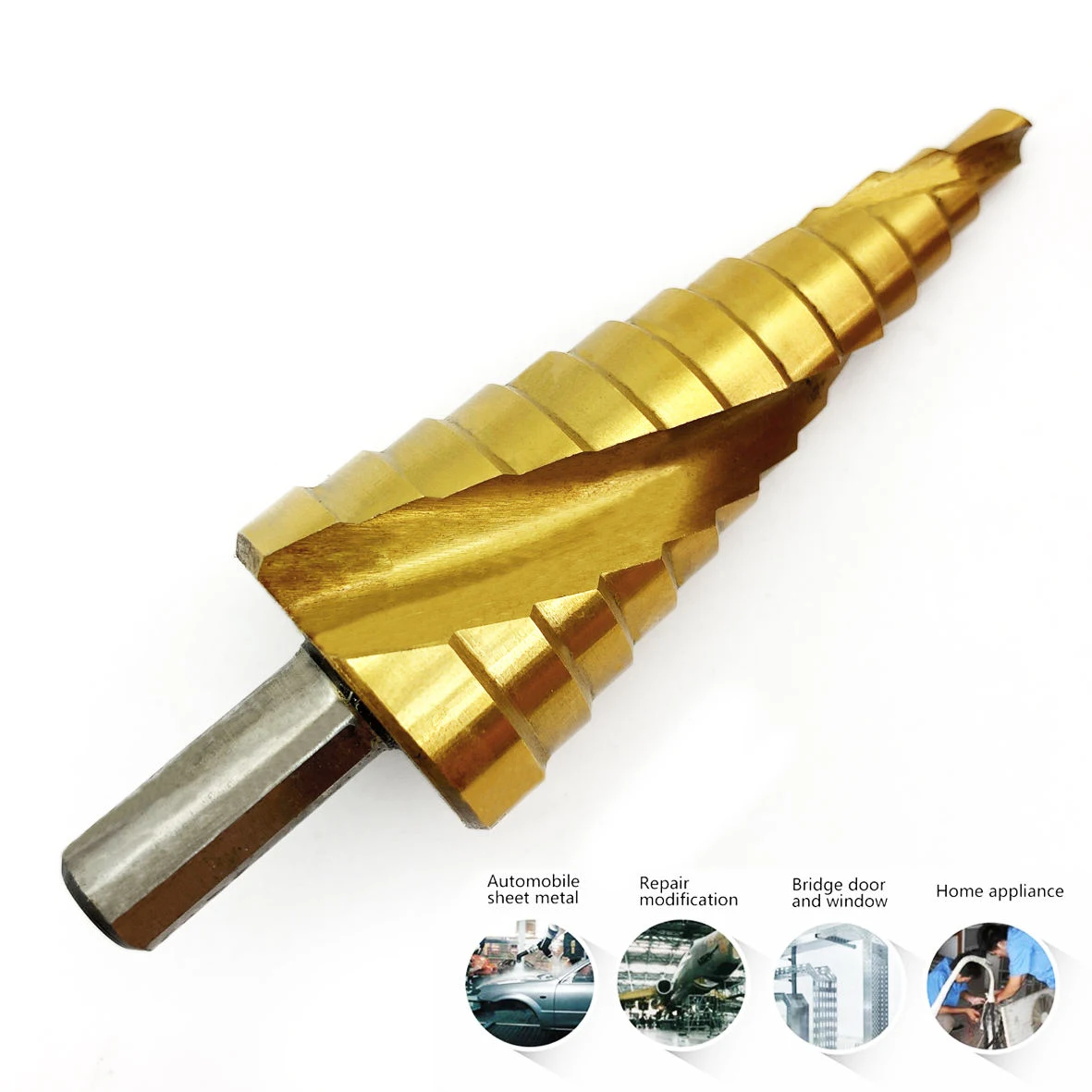 Royal Sino 3 Pcs High Speed Steel Cobalt 5% Large HSS Titan Step Drill Bits For Drilling Metal Hole