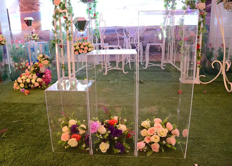 Set Of 3 Centerpieces Crystal Decorative Wedding Acrylic Flower Stand Lucite Plexiglass Wedding Party Centerpieces