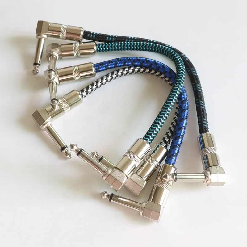 6.35mm Noiseless 15cm Braided Wire Guitar Patch Cables For Pedalboard Patch Cable Custom audio cable from china supplier