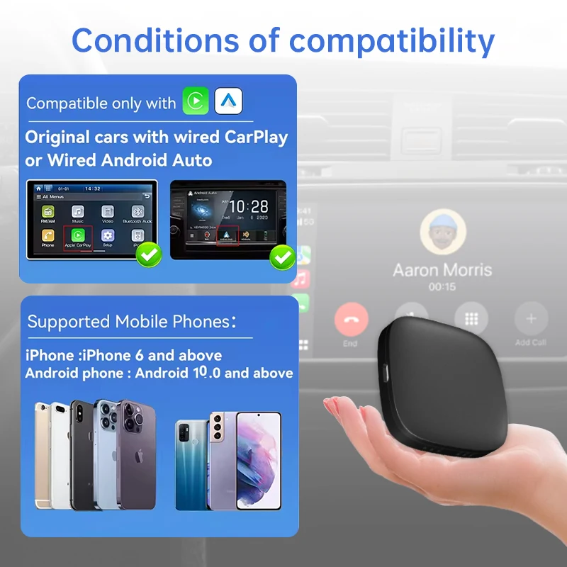 Hot selling Wireless Carplay Android Automatic Adapter 2GB+16GB Wireless WiFi6 Carplay AI BOX