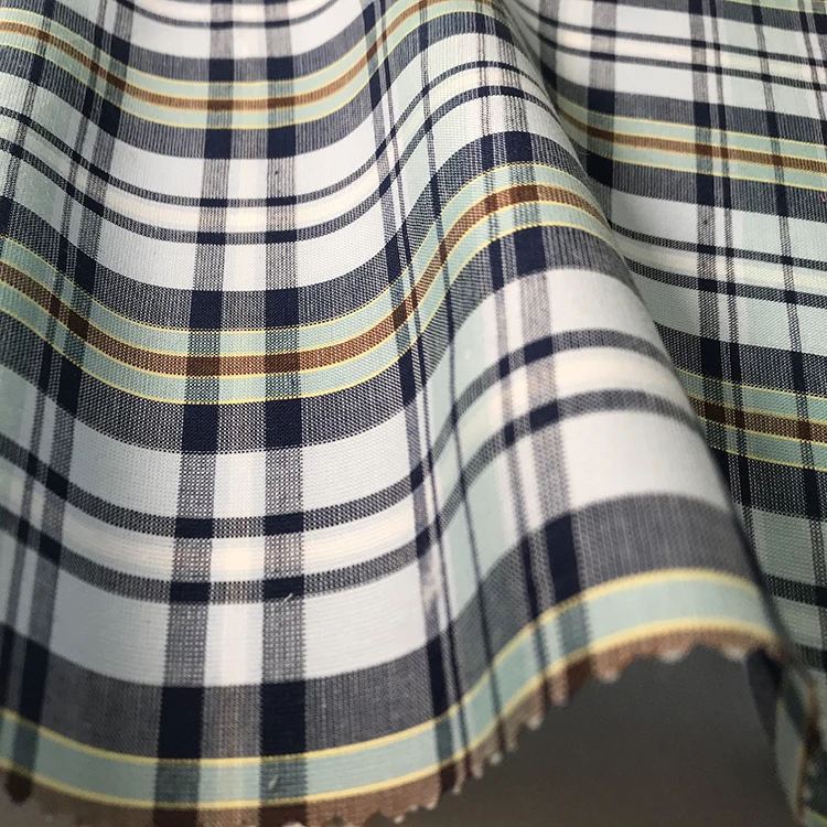 Natural organic yarn dyed tartan tissu 100 cotton woven fabric textil madras fabric for shirt