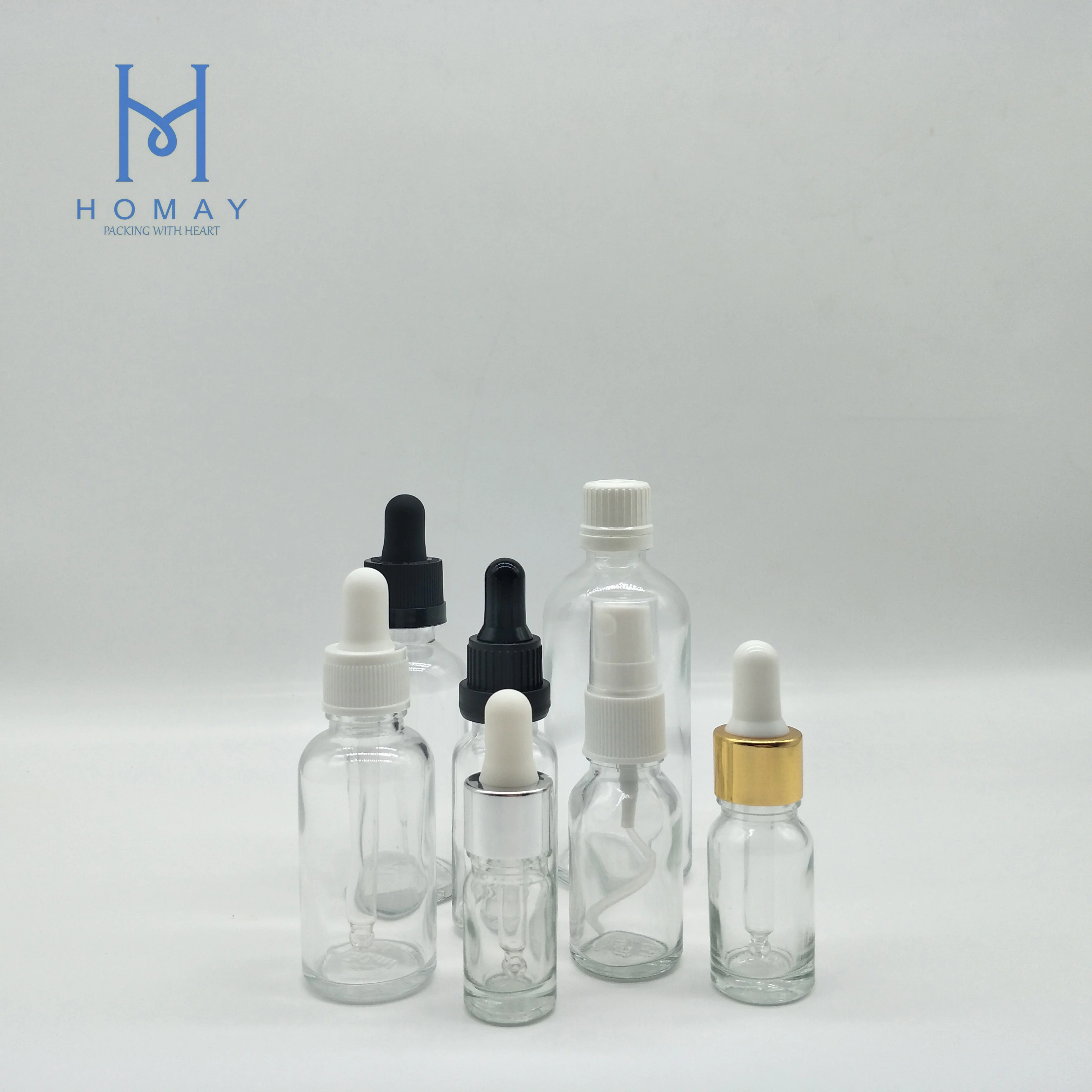 Different size DIN18 5ml 10ml 15ml 20ml 30ml 50ml 100ml amber essential oil glass dropper bottles with caps