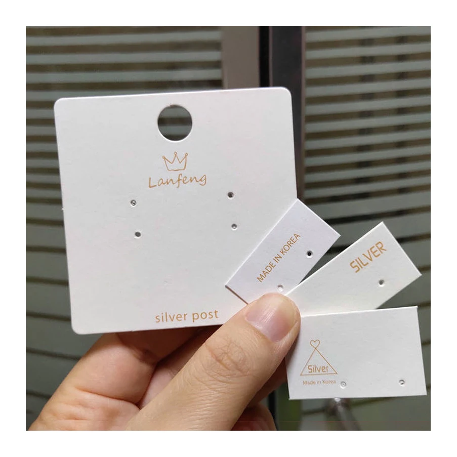 Custom jewelry price tags simple design texture jewelry packaging display paper card with logo custom