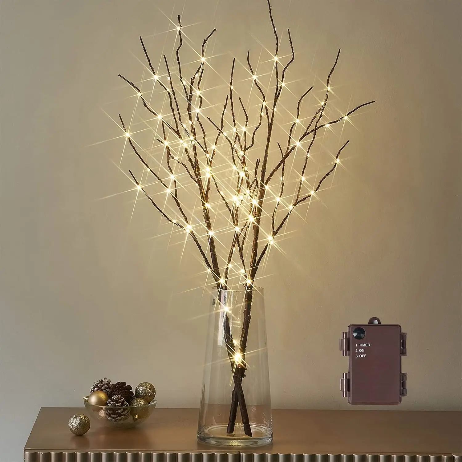 Tsinye Brown Willow Branches Lights with Warm White Lights for Holiday Christmas Home Decoration Wedding Bedroom