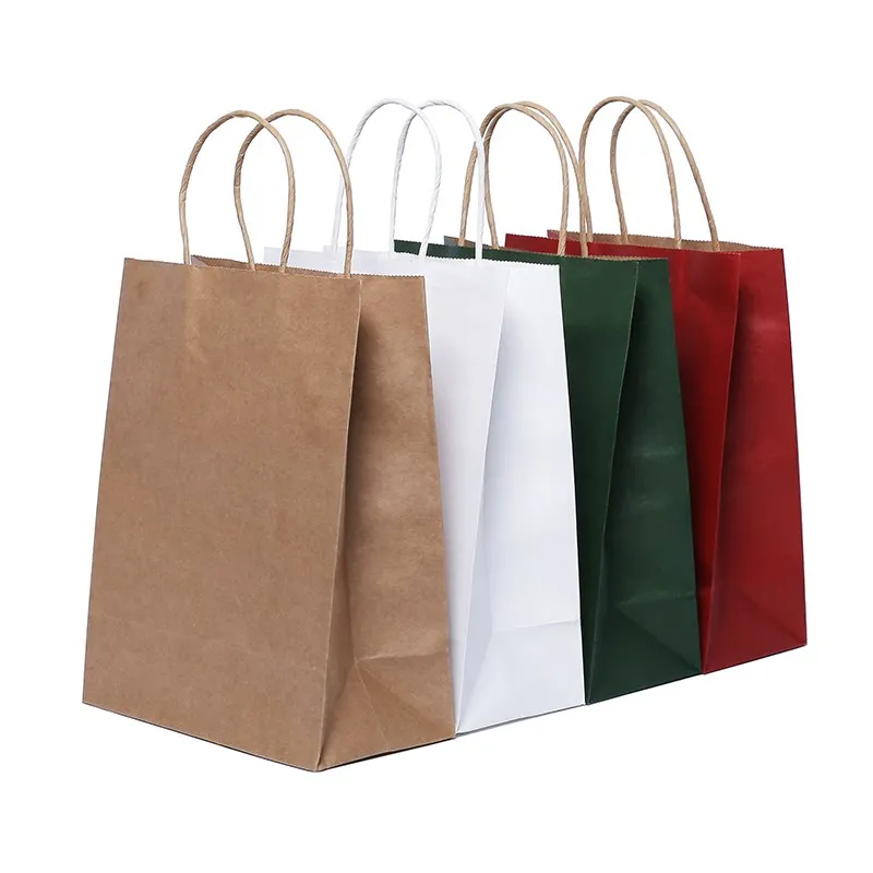 Customize eco-friendly recyclable kraft paper bag packaging shopping with handle