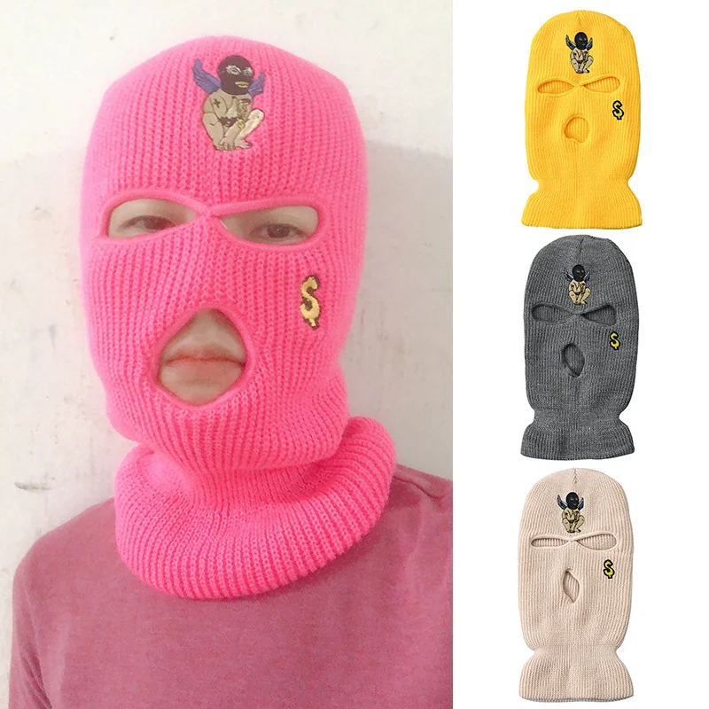 Cheap Fashion Designer Colorful Balaklava Neck Gaiter Beanies Hat 3 Hole Full Ski Mask Print Balaclava