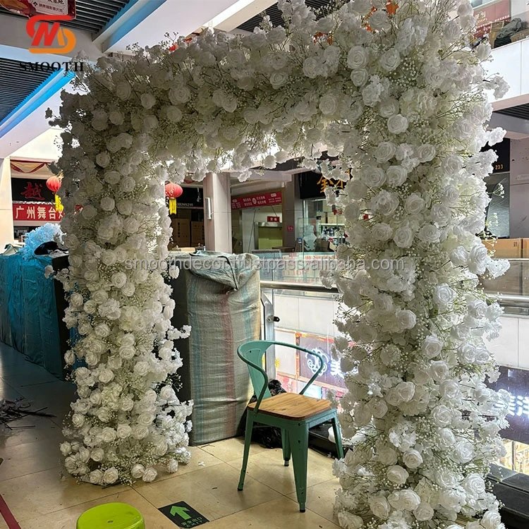 SMOOTH Artificial Silk Wedding Flower Arch Backdrop White Roses Flower Half Arch Wedding Arch for Wedding Decoration