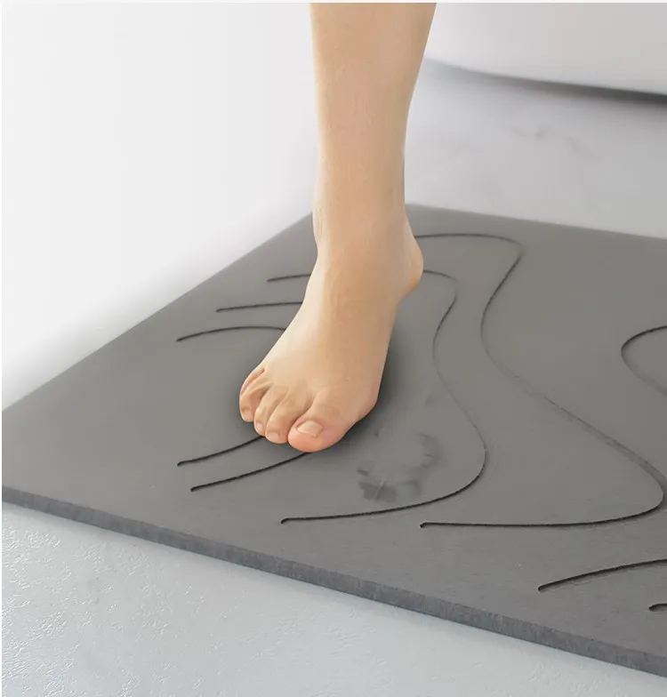 Diatomaceous Earth Bath Mat Fast-Drying Nonslip Absorbent Stone Bath Mat for Bathroom Shower Floor grey mat