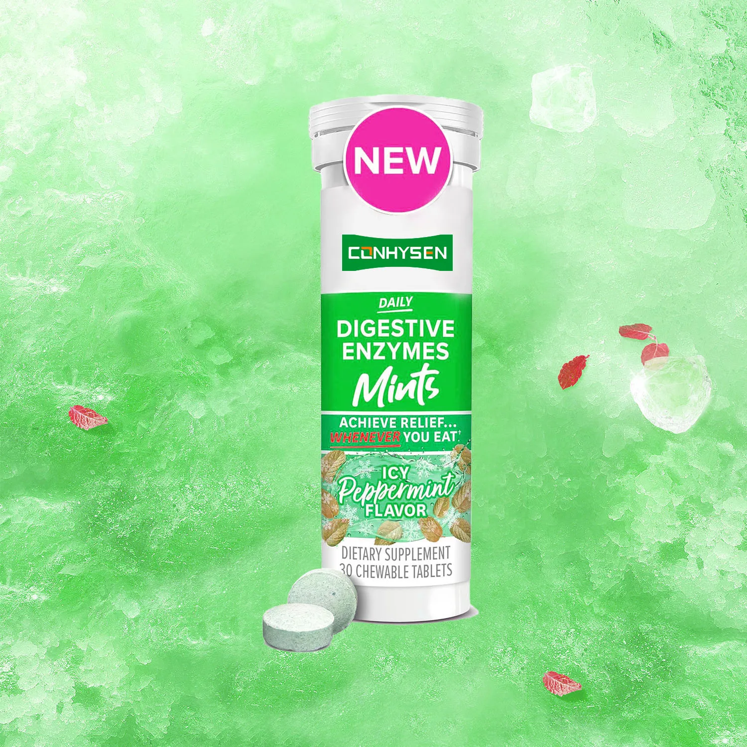 High Quality Peppermint Flavor Daily Digestive Enzymes Mints Reduces Bloating & Digestive Upset For Adult