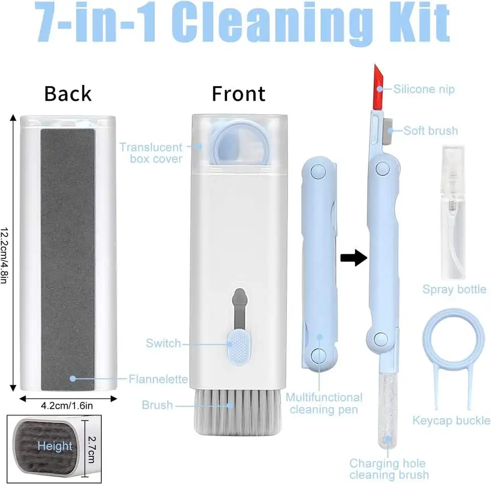 Q7 Portable 7-in-1 Multifunctional Cleaning Tool Electronics Cleaner Kit Keyboard Cleaner kit