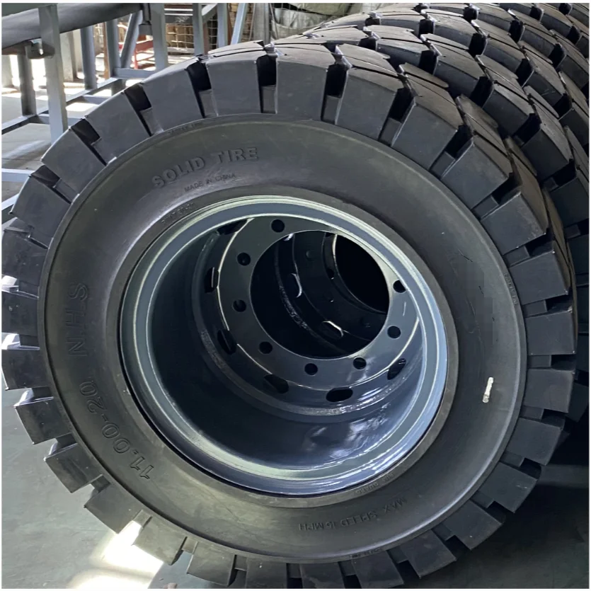 solid tire 12.00-20 9.00-20 10.00-20 12.00-24 12.00-24/8.00 solid tyre  for port trailer reach stacker scrap  recycling plant