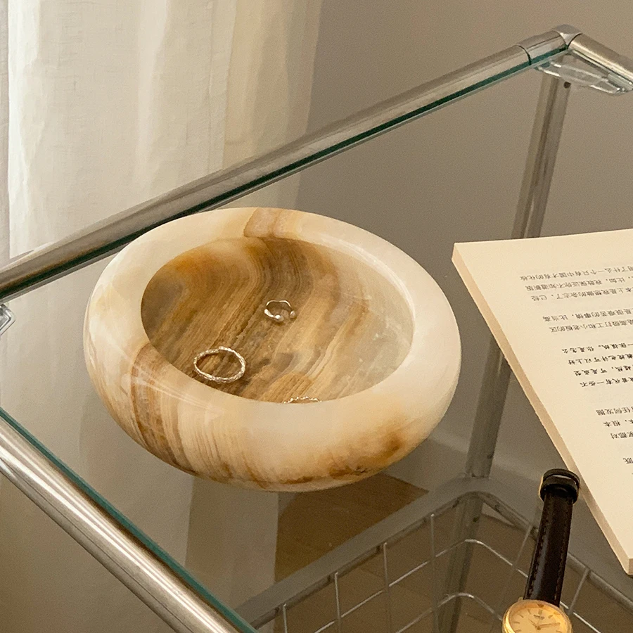 Custom Household Decoration Table Top Bathroom Storage Marble Jewelry Trays Handmade Striped Centrepiece in White Carrara Marble