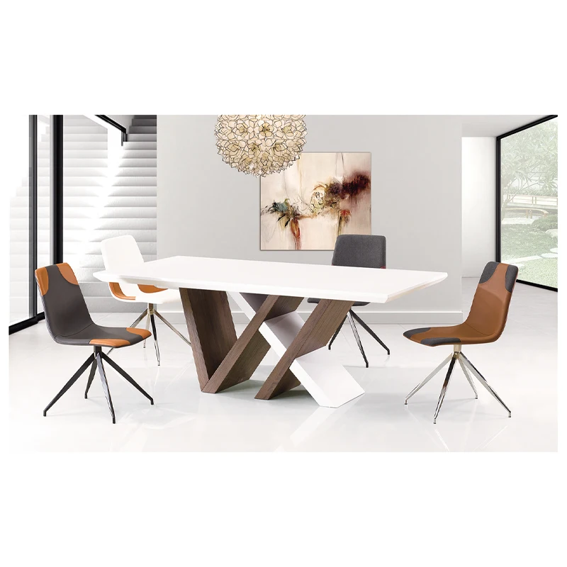 Dali Rotating Countertop Scratch-Resistant Concrete Round Aged Luxury Dining Table Set Modern Latest Style