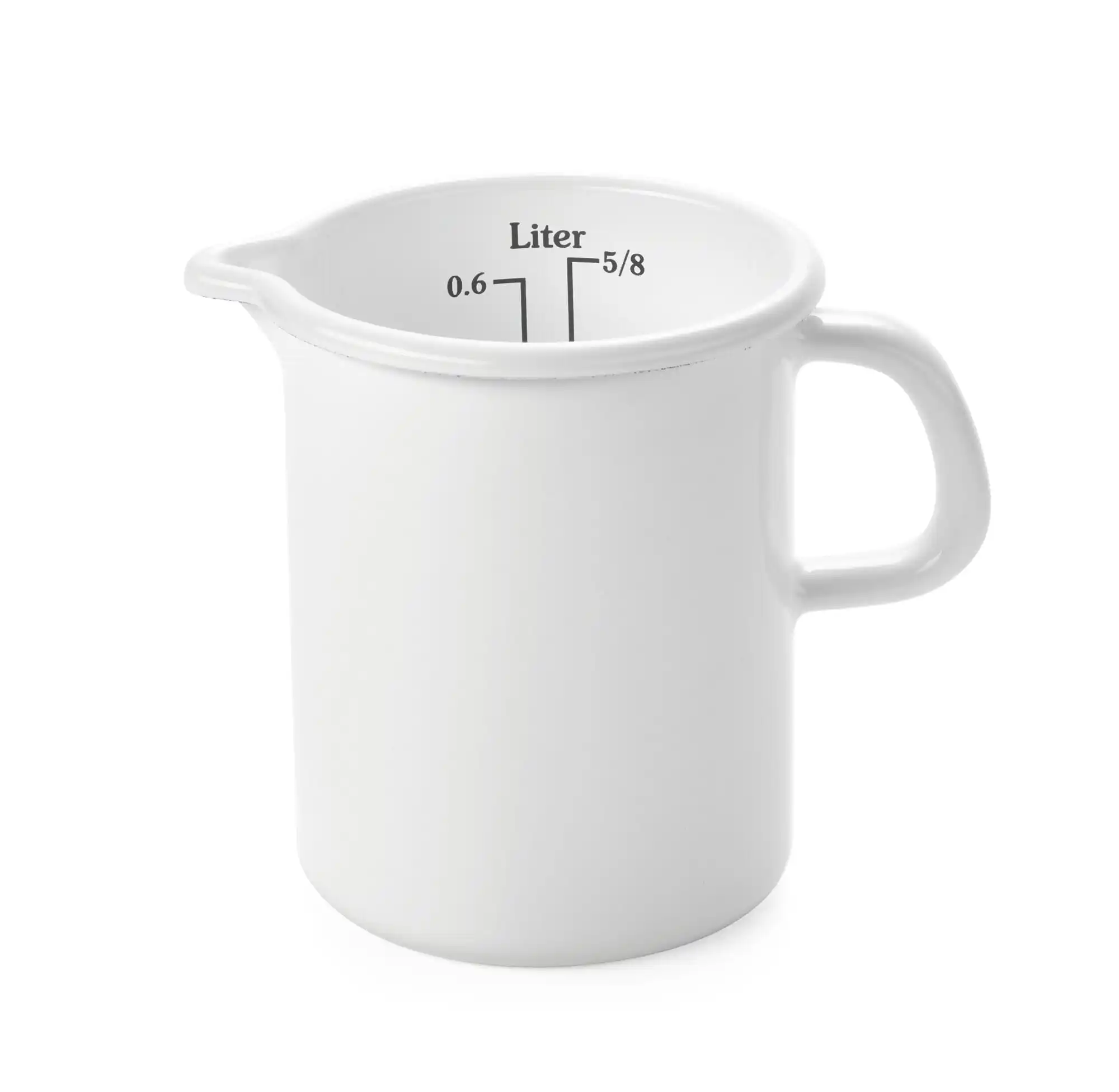 Large size custom printing white food safe colored enamel steel measuring cup metal milk heating mug