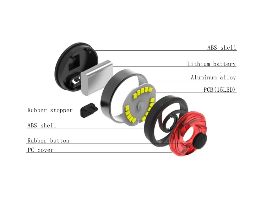 Machfally USB Rechargeable 6 Modes Safety Warning Road Bike LED Bicycle Tail Warning Light