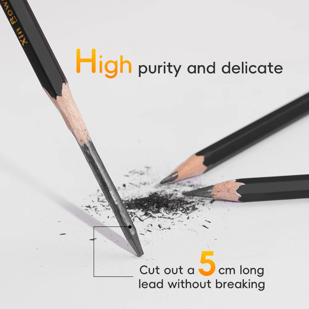 Xin Bowen Professional Black 12Pcs Sketch Pencil Set HB/2B/4B/6B/8B/10B/12B/14B /Assorted Types Art Graphite Drawing Pencil
