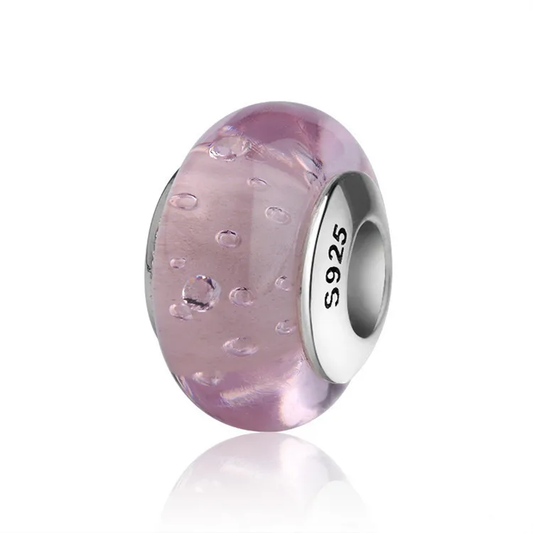 factory cheap wholesale 925 sterling silver sparkling murano glass beads for bracelet making