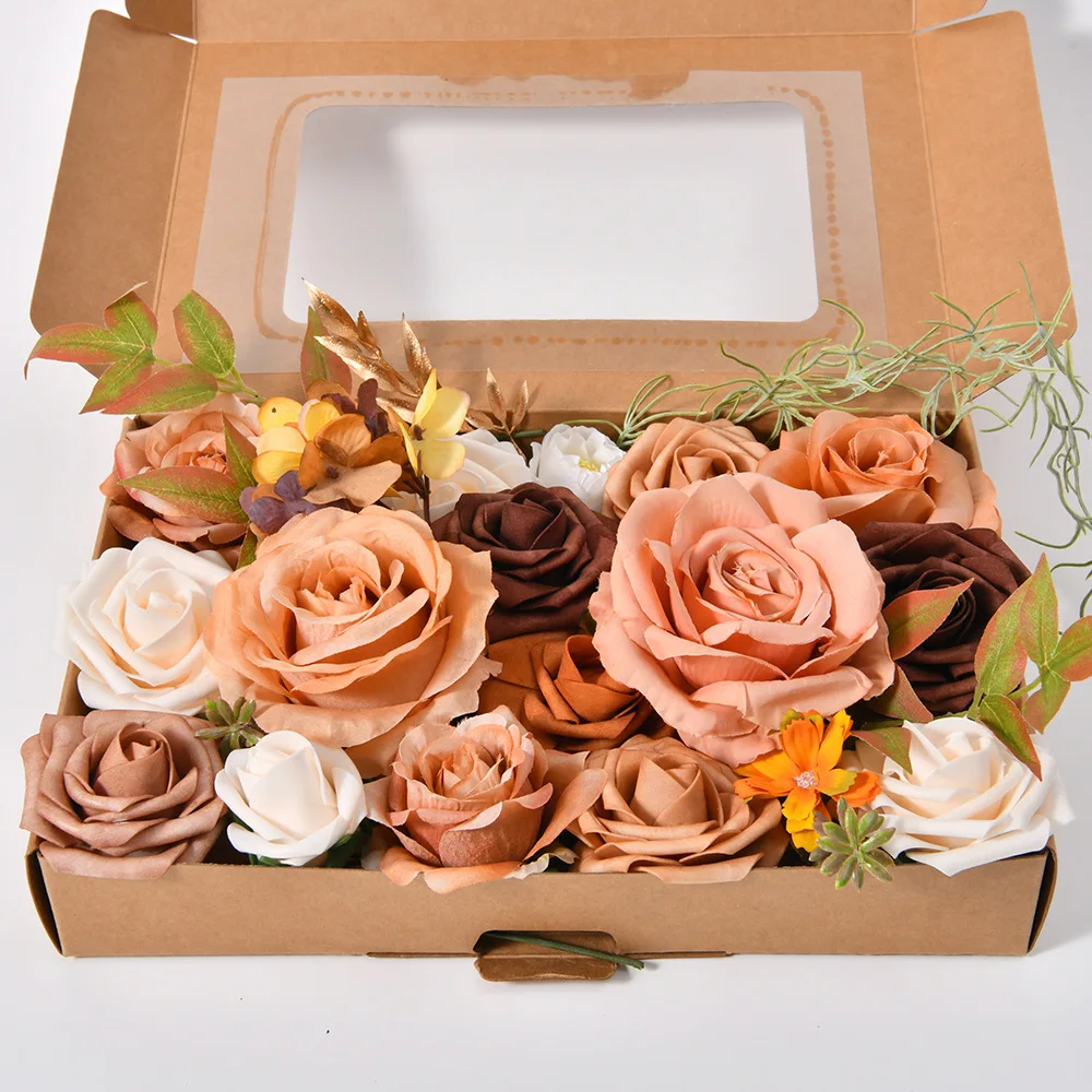 Wholesale Proposal Birthday Party Gift Wedding Bride Bridesmaids Holding Bouquet Wine Red Artificial Rose Box Flower