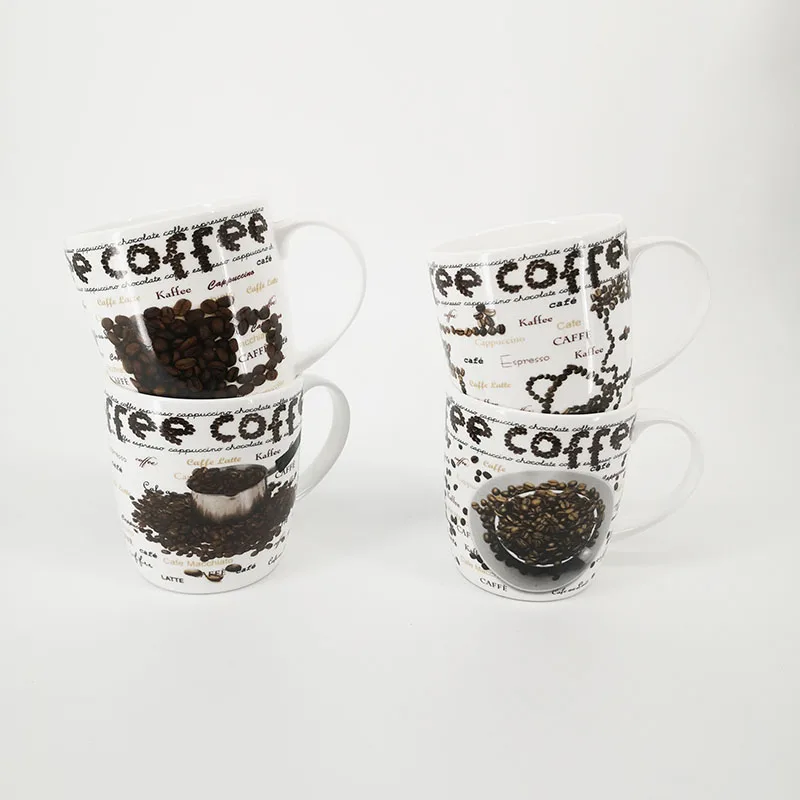 custom design 350ml promotional gift fine new bone china ceramic coffee mug cup