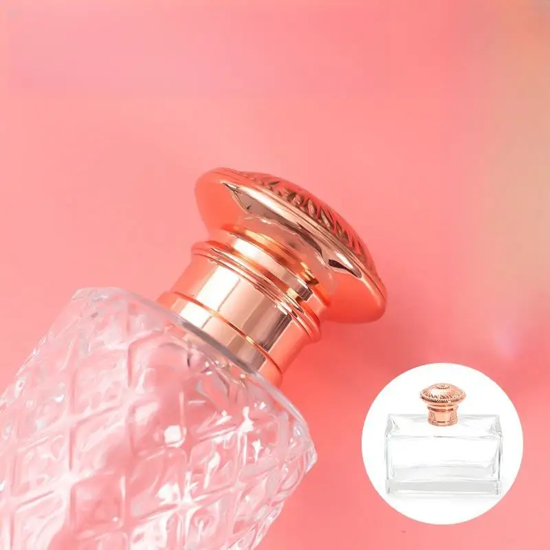 Custom Colorful Round Zinc Magnetic Gold Pink Bottle Turning Screw Cover Caps Perfume Caps
